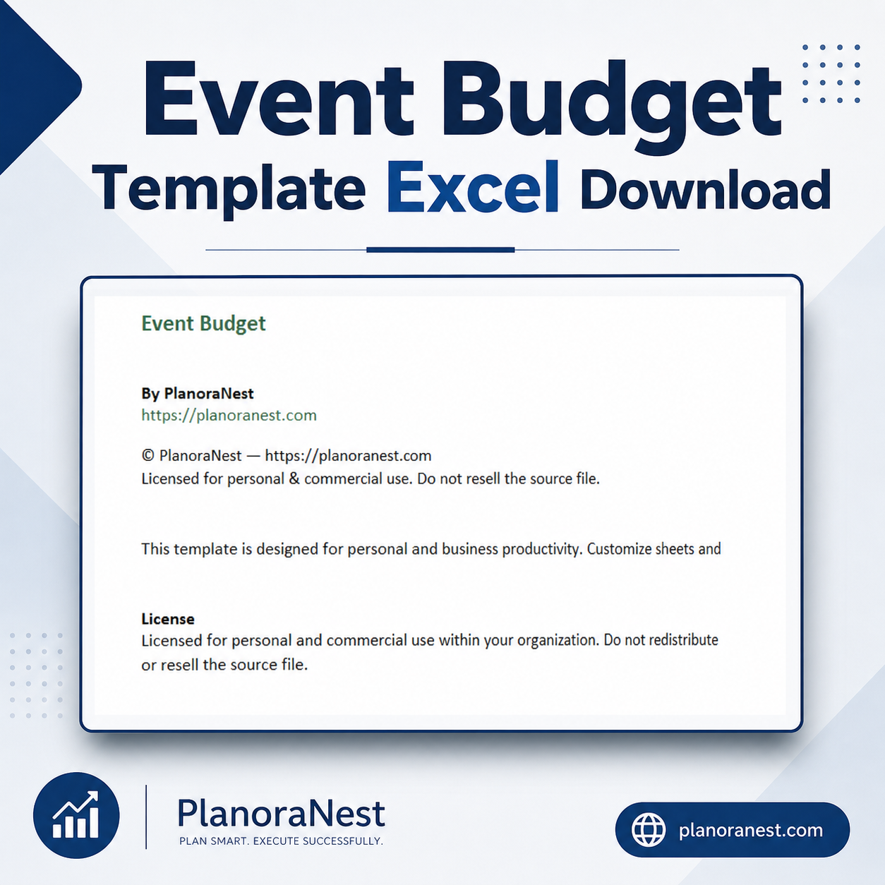 event budget template excel download cover screenshot — PlanoraNest Excel template