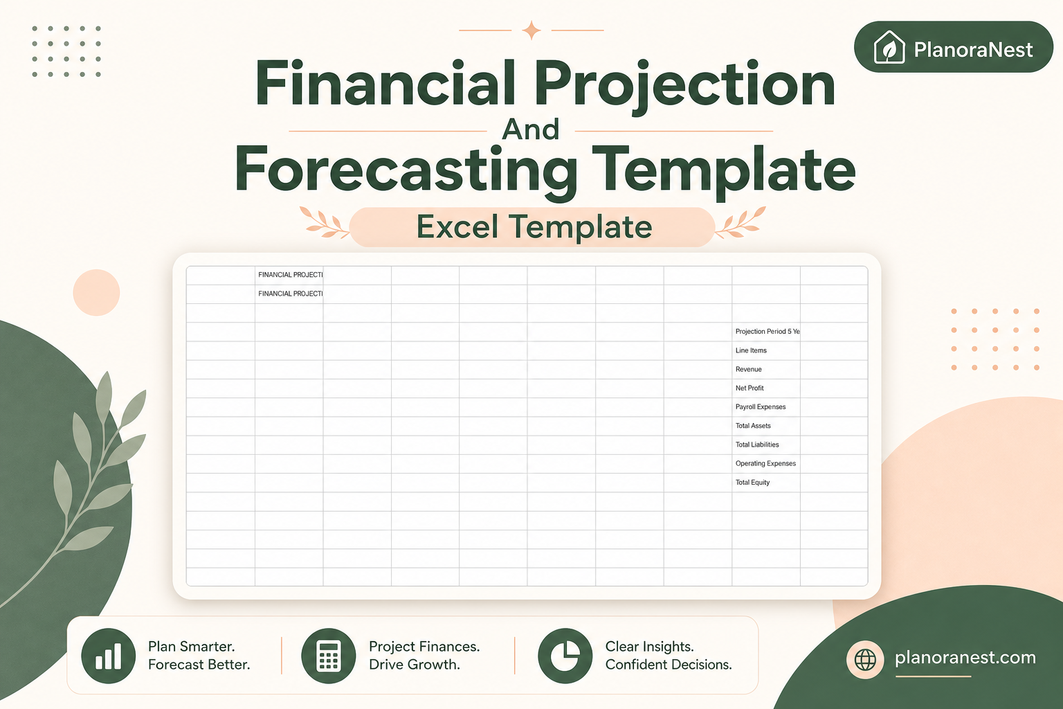 financial projection and forecasting template excel template cover screenshot — PlanoraNest Excel template