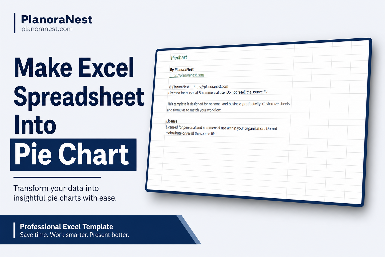 make excel spreadsheet into pie chart cover screenshot -- PlanoraNest Excel template