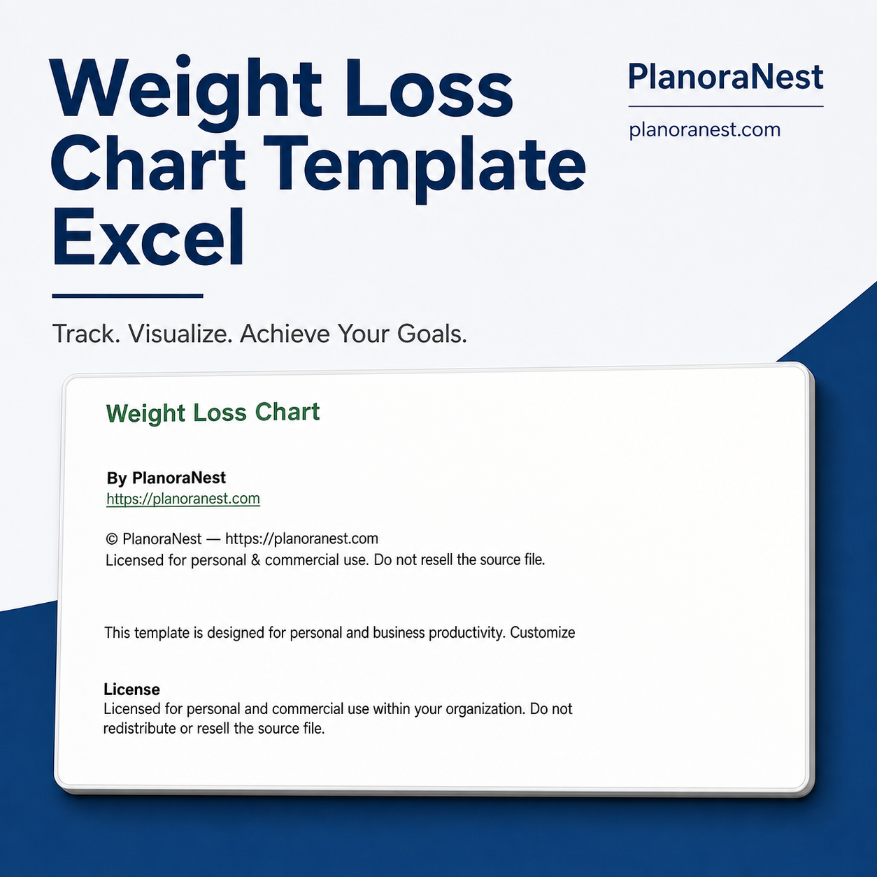 weight loss chart template excel cover screenshot -- PlanoraNest Excel template