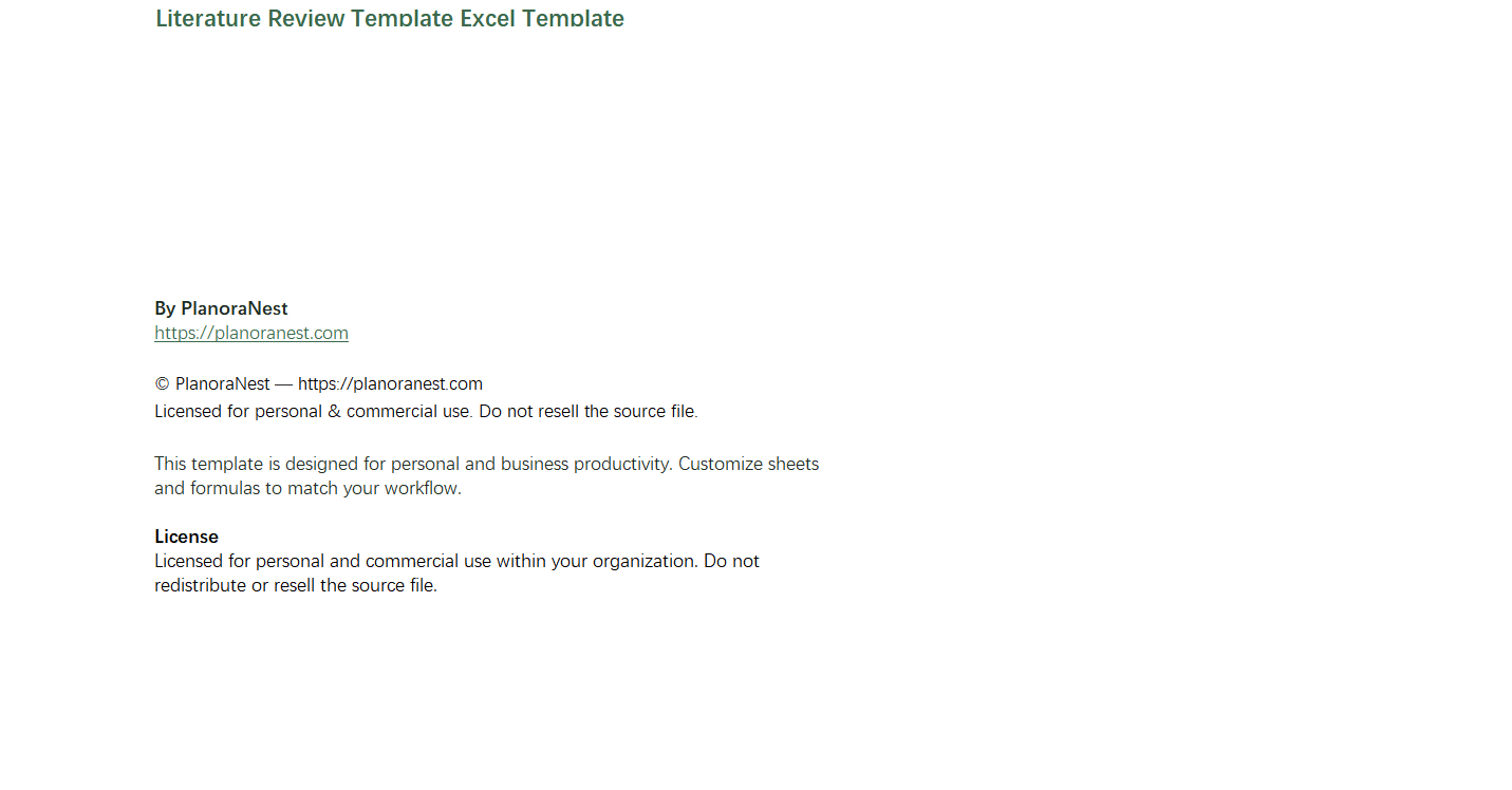 excel action plan template template screenshot — PlanoraNest Excel template