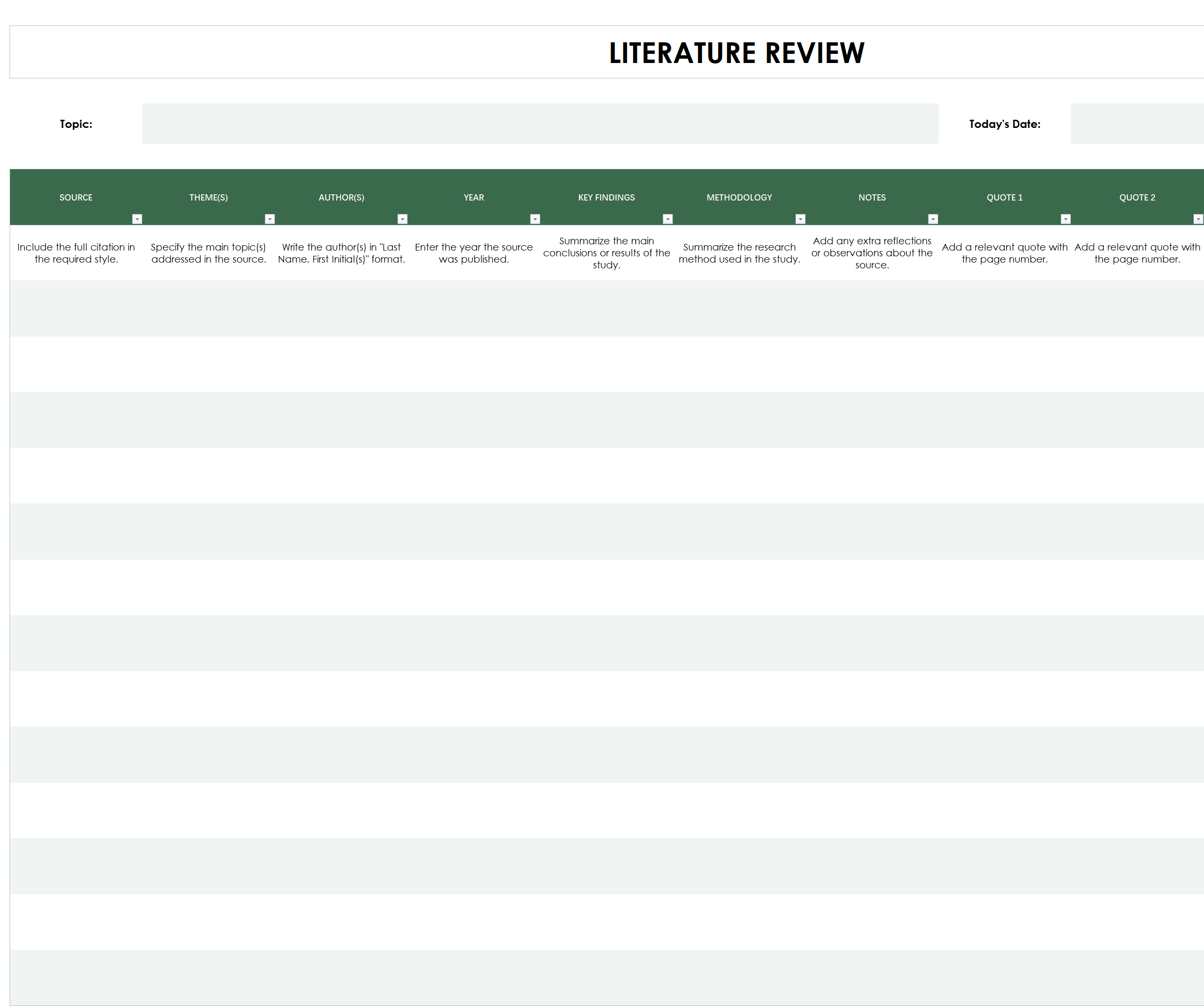 excel action plan template template start here screenshot — PlanoraNest Excel template