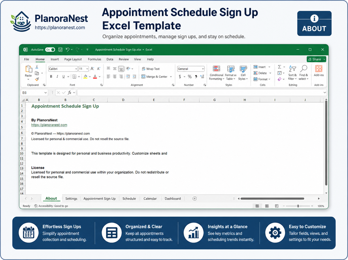 appointment schedule sign up excel template — Schedule sheet