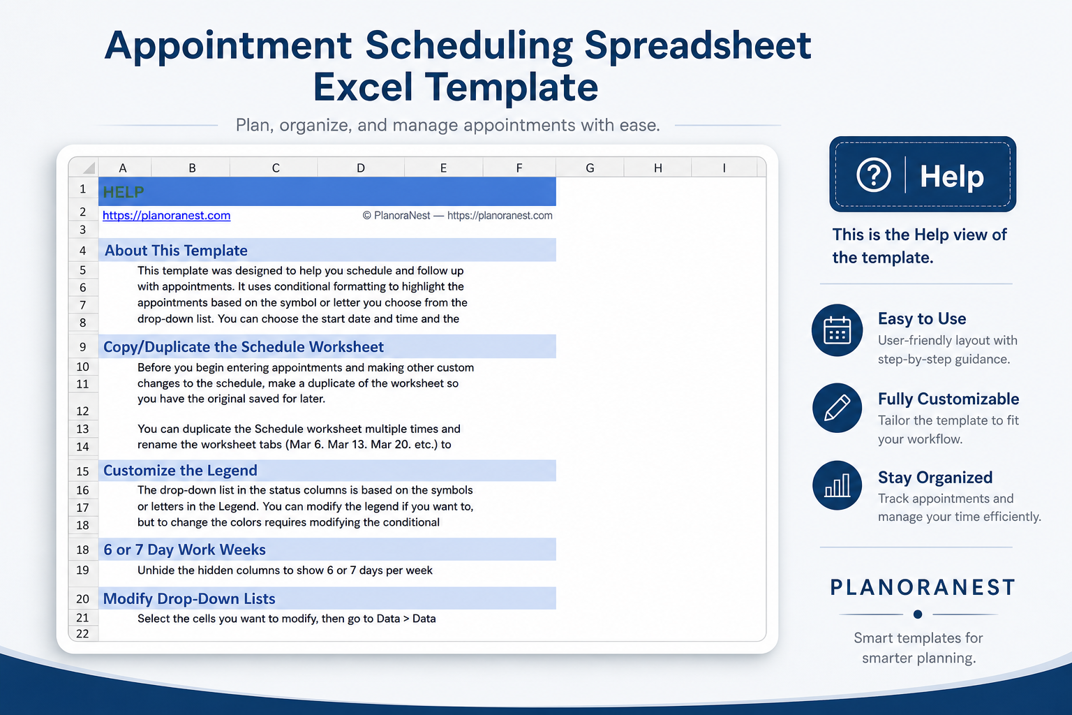 dock appointment scheduling template excel screenshot — PlanoraNest Excel template