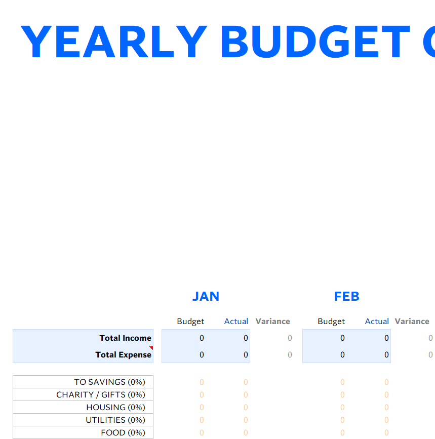 budget template excel template screenshot — PlanoraNest Excel template