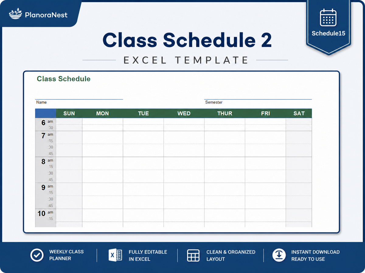 class schedule 2 excel template — Schedule15 sheet