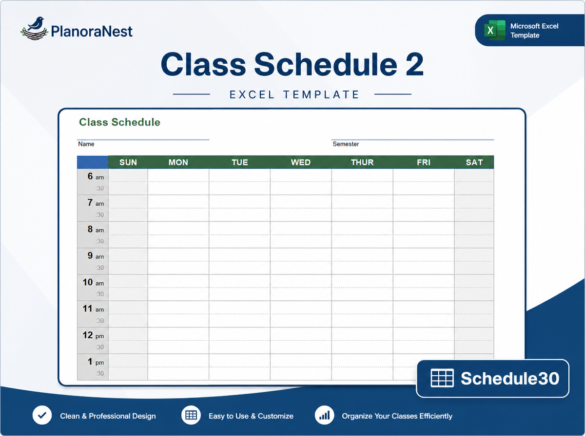 class schedule 2 excel template — Schedule30 sheet