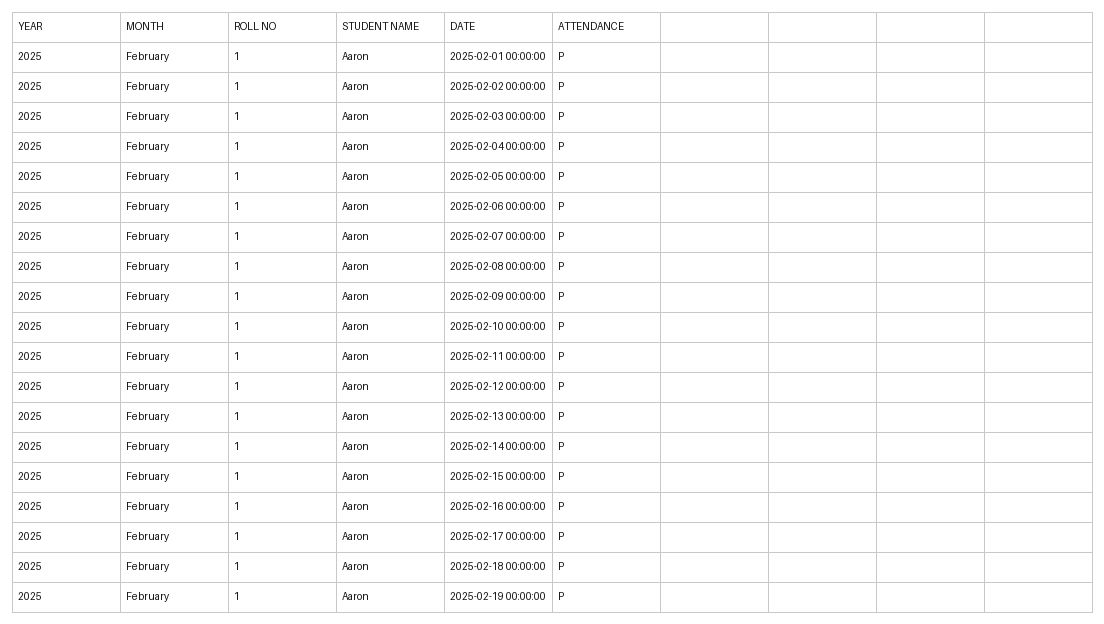 classroom attendance template excel template screenshot — PlanoraNest Excel template