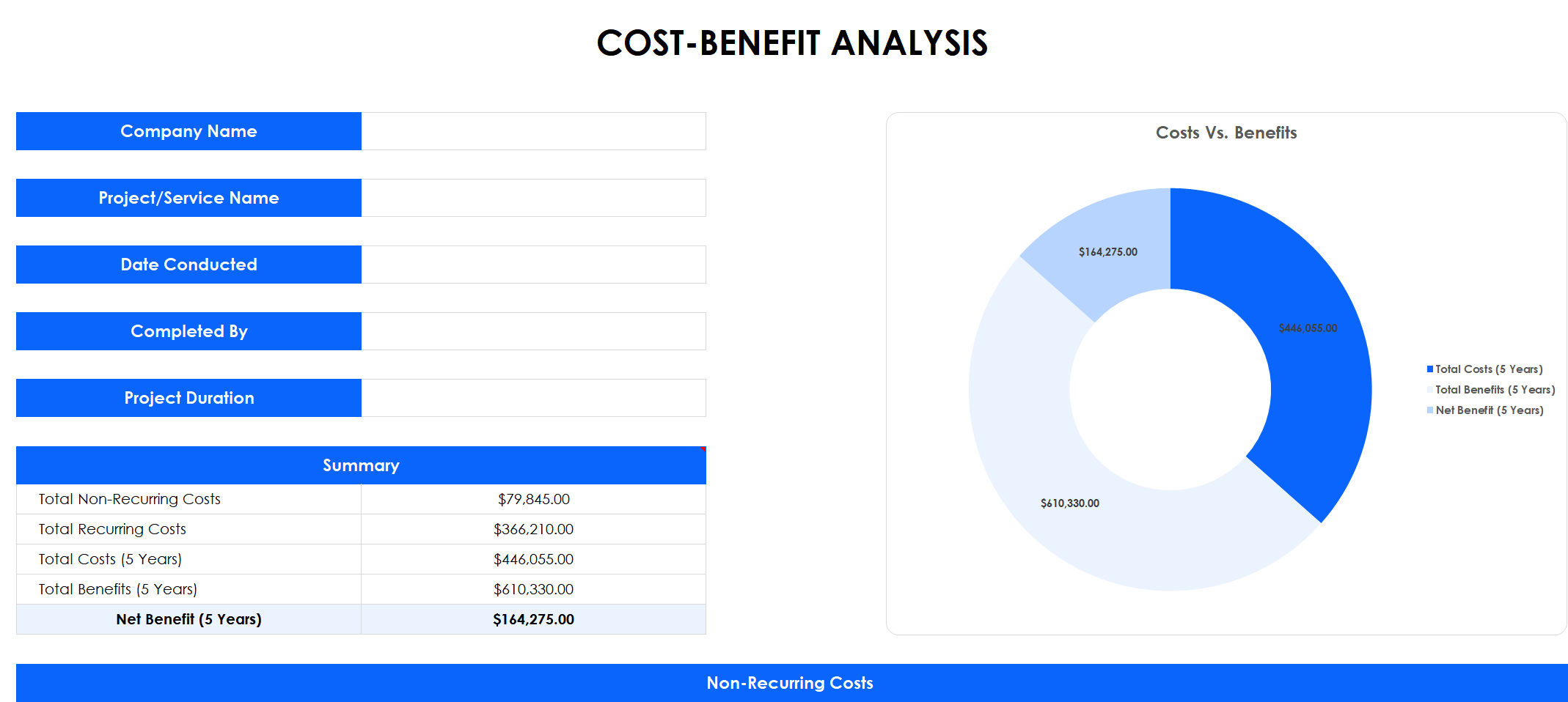 excel cost and benefit analysis template template screenshot — PlanoraNest Excel template