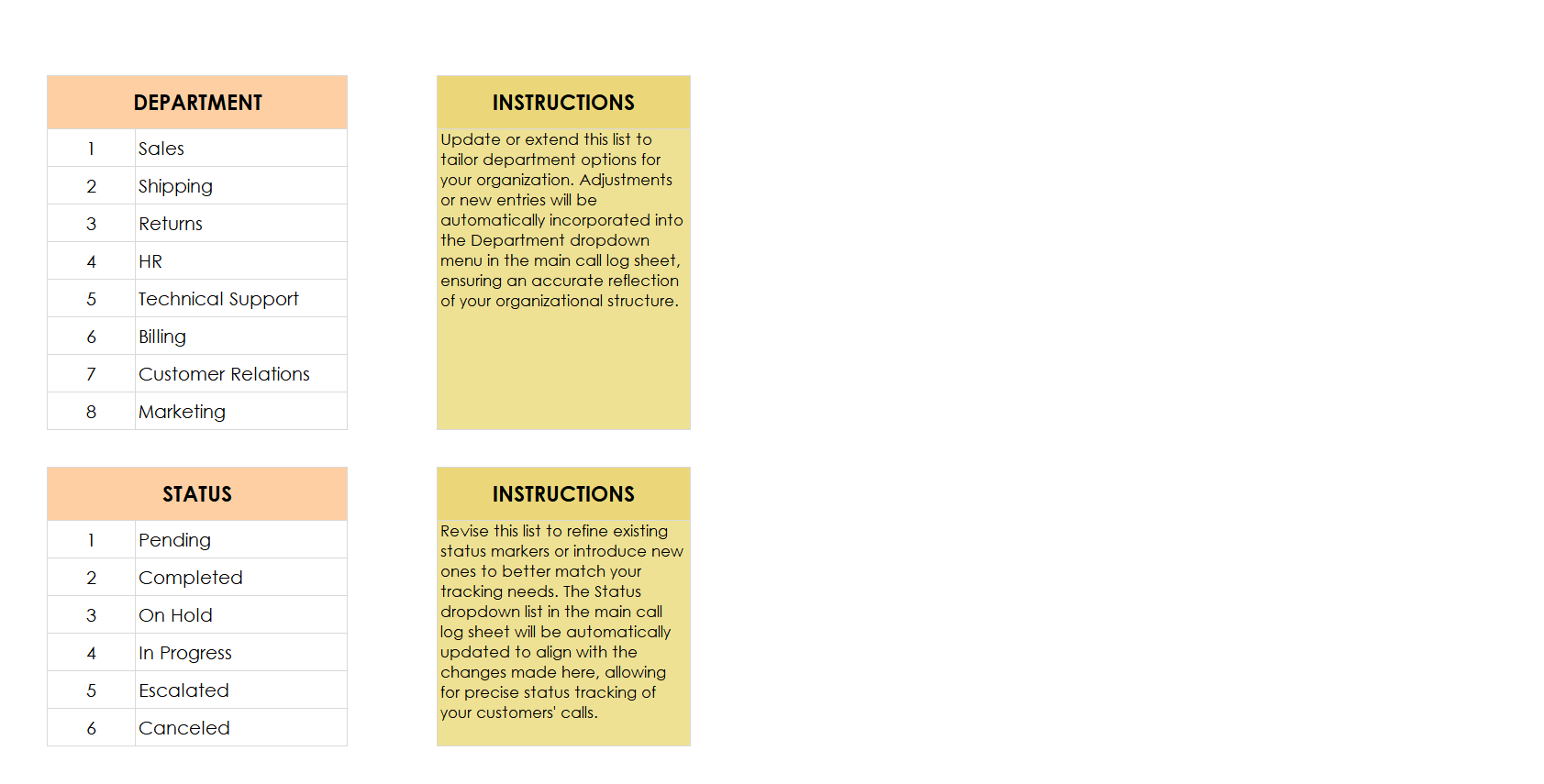 excel customer service call log template template screenshot — PlanoraNest Excel template