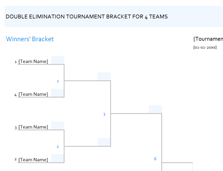 excel double elimination tournament bracket template template screenshot — PlanoraNest Excel template