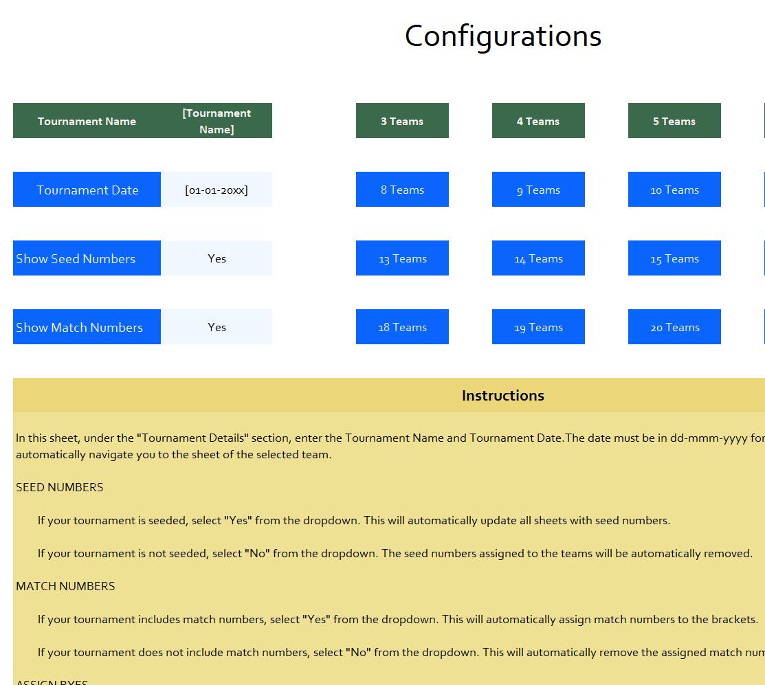 double elimination tournament bracket template excel screenshot — PlanoraNest Excel template