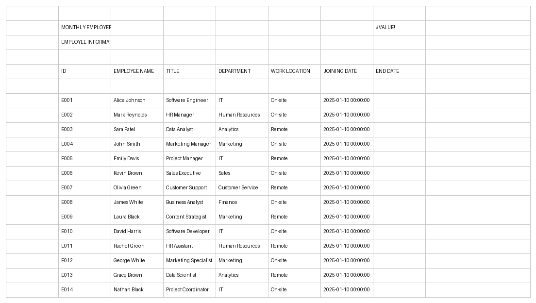 employee attendance tracker template excel template screenshot — PlanoraNest Excel template