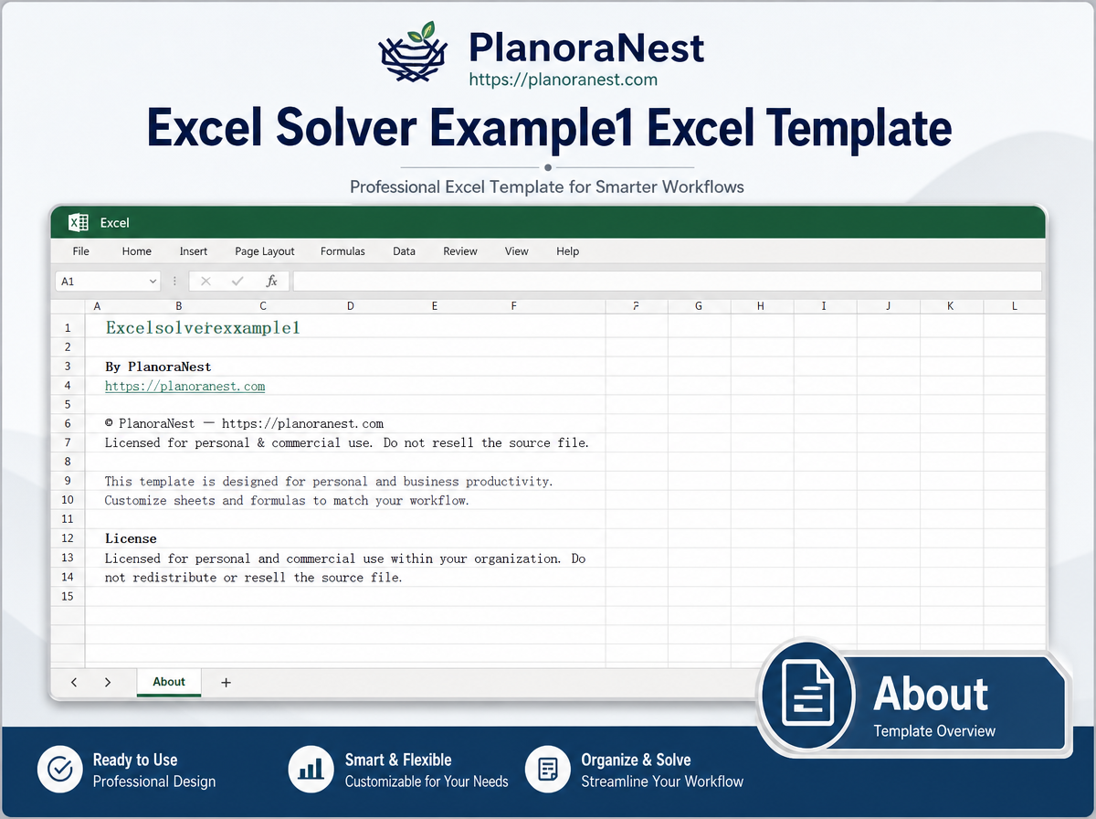 excel solver example1 excel template — Example sheet