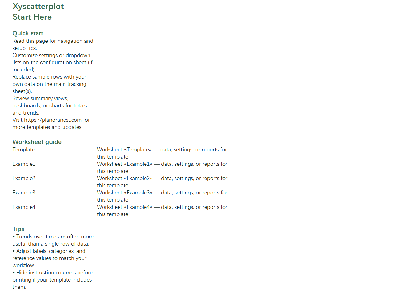 excel xy scatter plot with standard error template start here screenshot — PlanoraNest Excel template