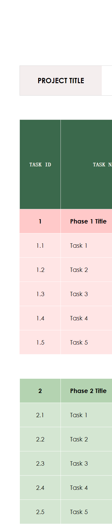 gantt chart with milestones template excel template screenshot — PlanoraNest Excel template