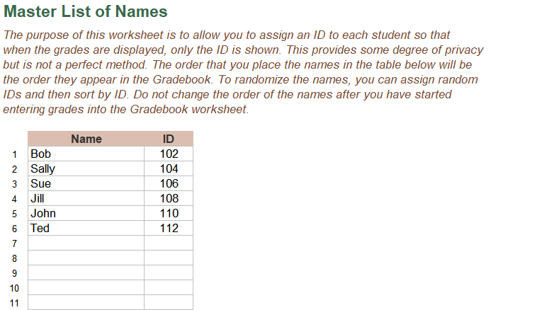 gradebook points weighted excel screenshot — PlanoraNest Excel template
