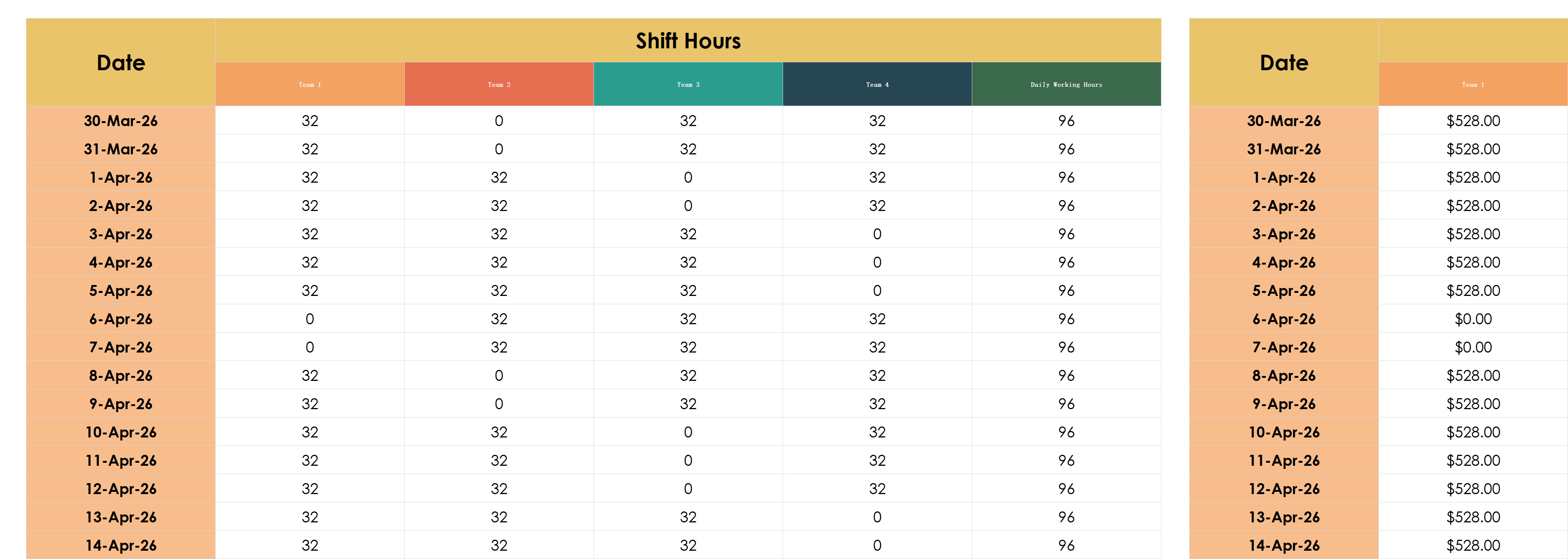 excel 8-hour shift schedule template template screenshot — PlanoraNest Excel template
