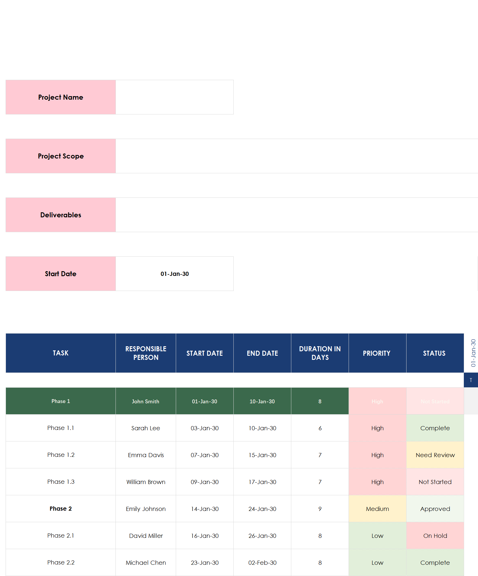 implementation plan template with gantt chart excel screenshot — PlanoraNest Excel template