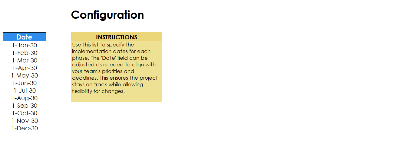 excel implementation timeline template template screenshot — PlanoraNest Excel template