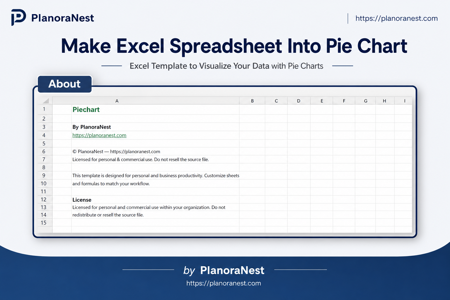 convert excel spreadsheet to pie chart screenshot -- PlanoraNest Excel template