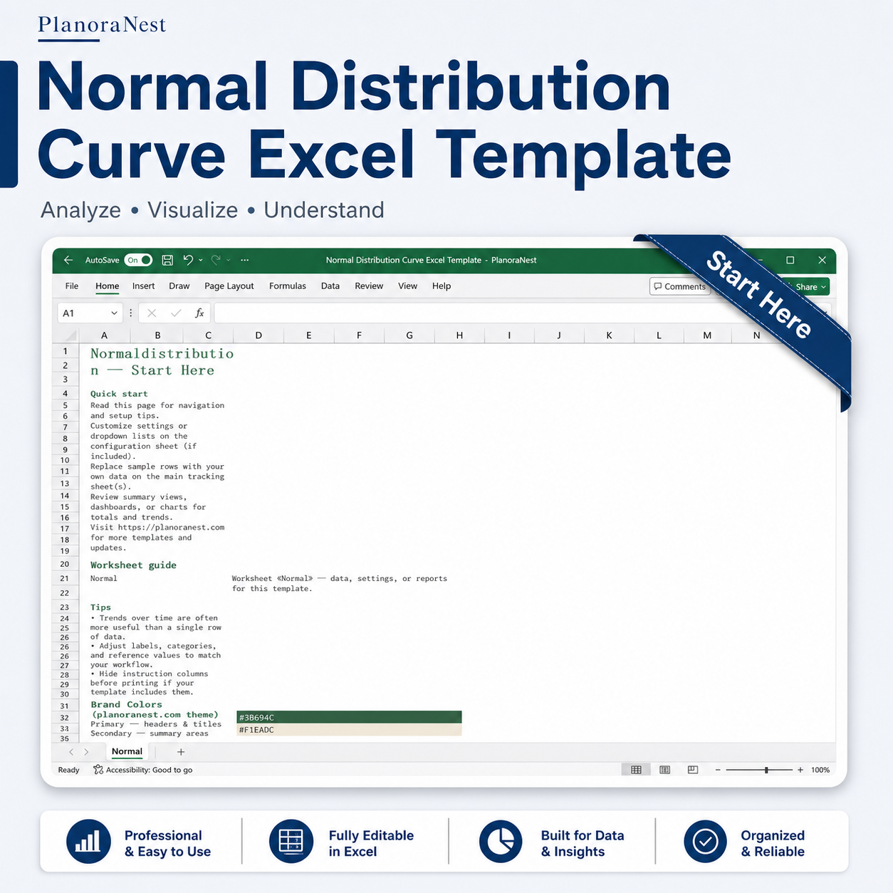 normal distribution google spreadsheet start here screenshot -- PlanoraNest Excel template