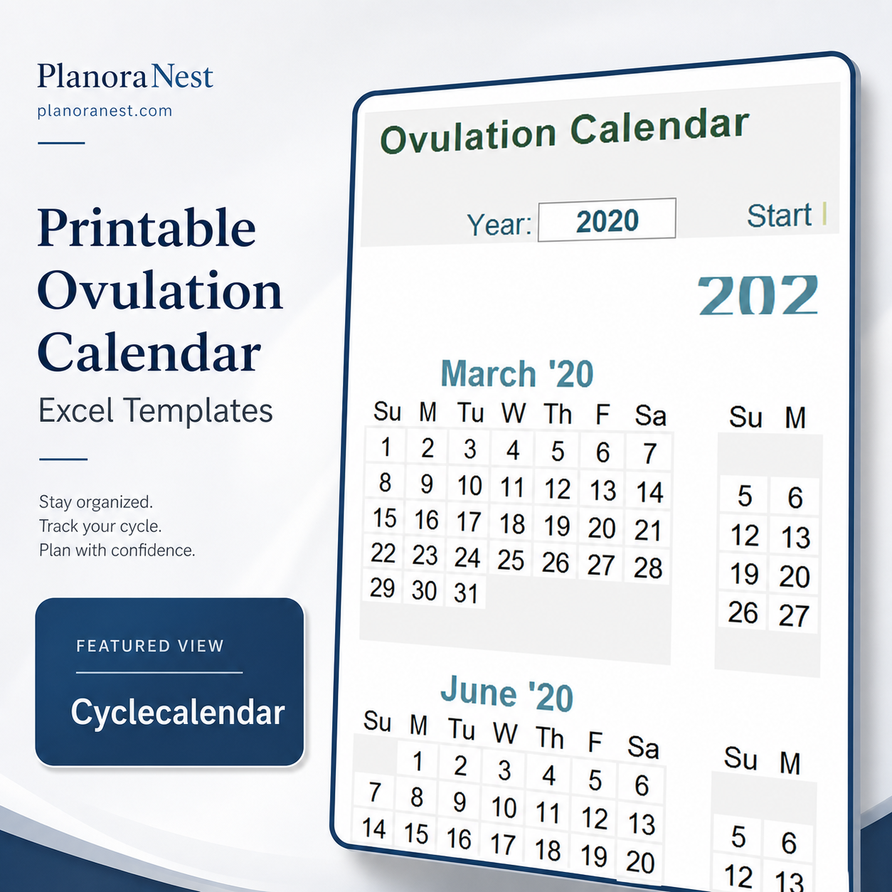 printable ovulation calendar excel templates — CycleCalendar sheet