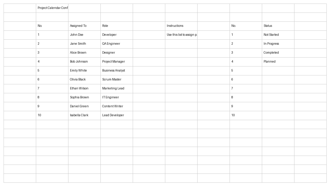 project calendar template excel template screenshot — PlanoraNest Excel template
