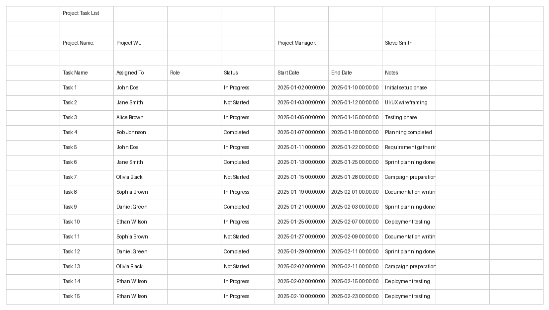 project calendar template excel template screenshot — PlanoraNest Excel template