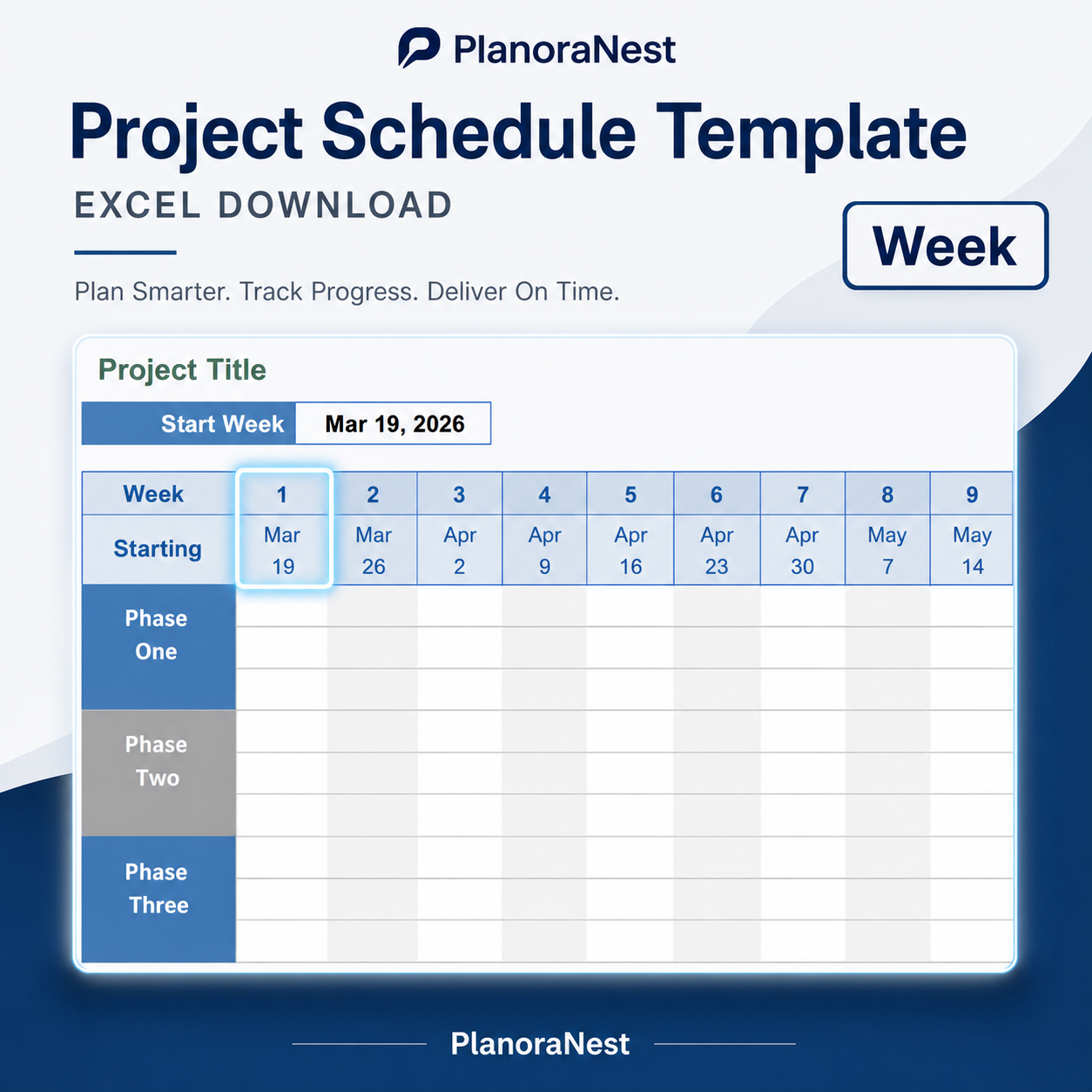 construction project schedule excel template screenshot — PlanoraNest Excel template