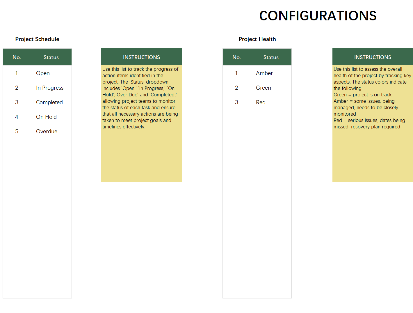 excel project status report template excel template screenshot — PlanoraNest Excel template