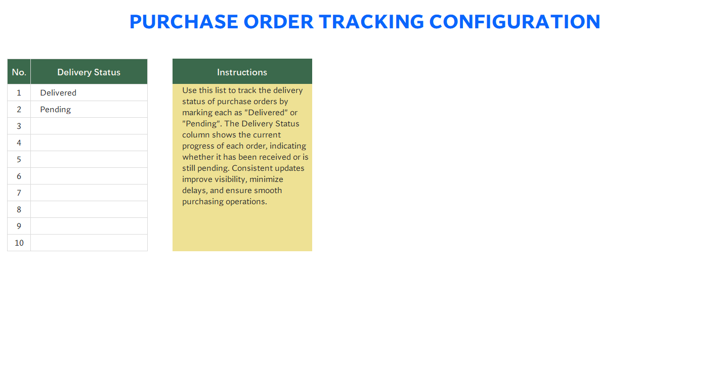 purchase order tracking template for exce excel template screenshot — PlanoraNest Excel template