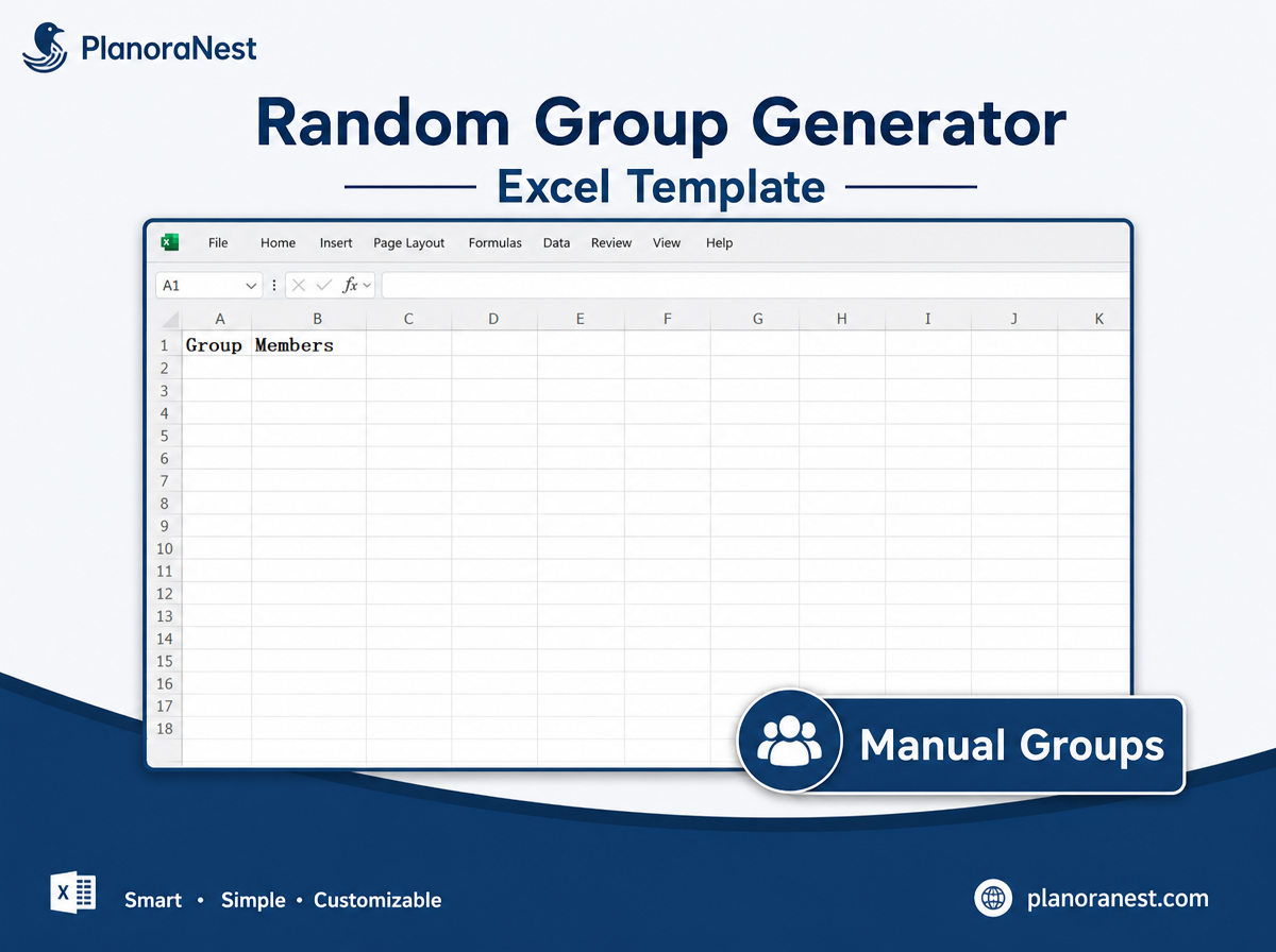 random group generator excel template — Manual Groups sheet