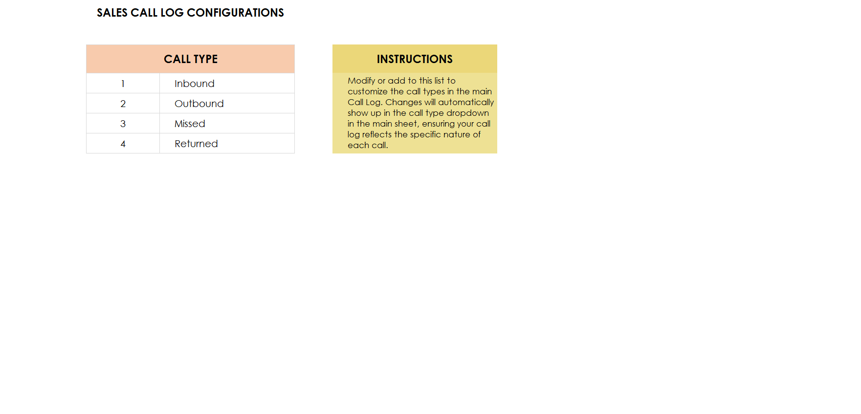 excel sales call log template template screenshot — PlanoraNest Excel template