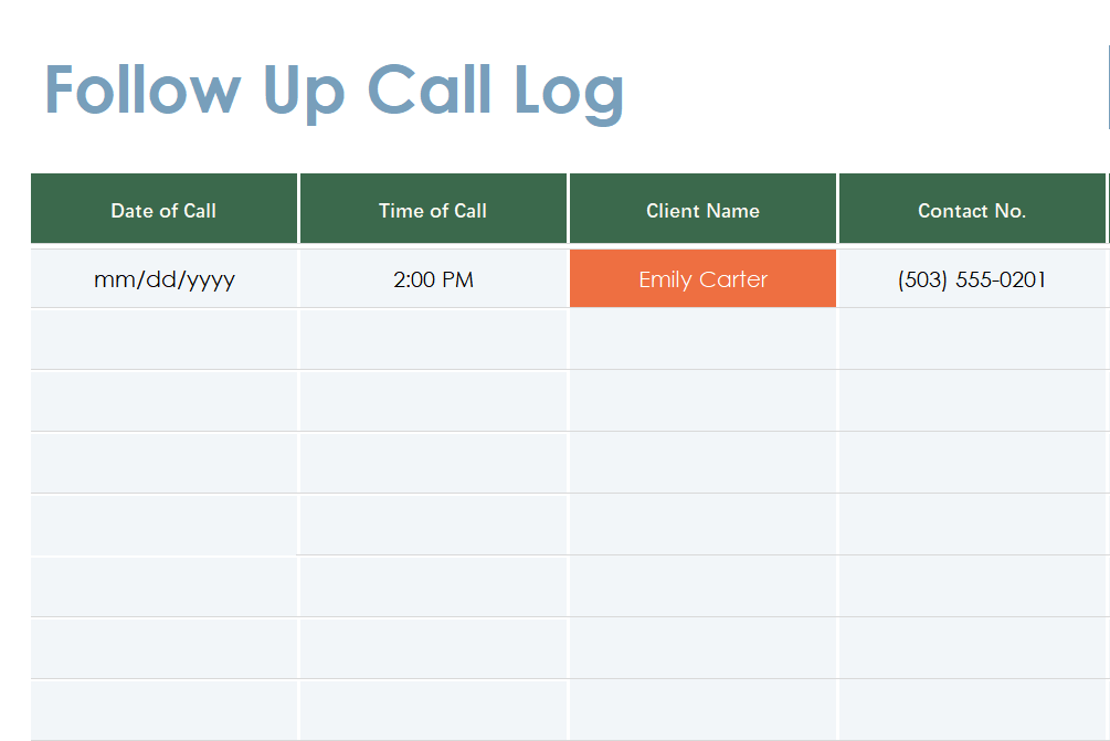 excel sales and lead call tracking template template screenshot — PlanoraNest Excel template