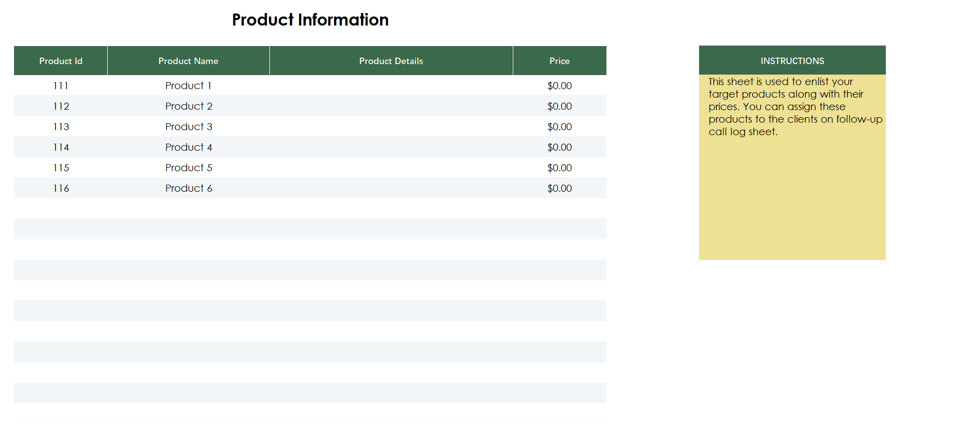 excel sales and lead call tracking template template screenshot — PlanoraNest Excel template