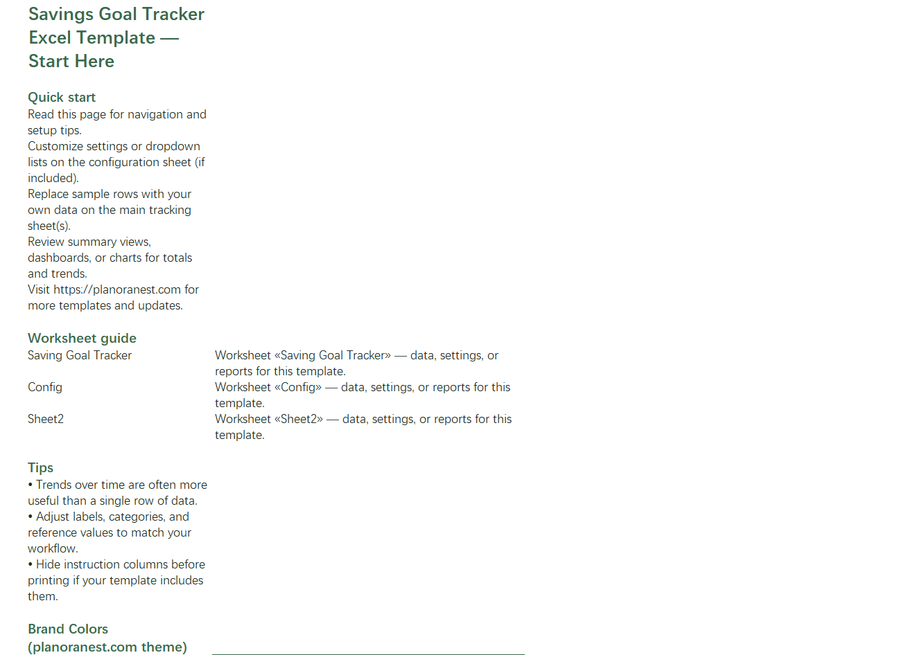 savings goal tracker excel reddit start here screenshot — PlanoraNest Excel template