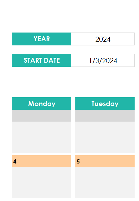 excel schedule template with monthly calendar template screenshot — PlanoraNest Excel template