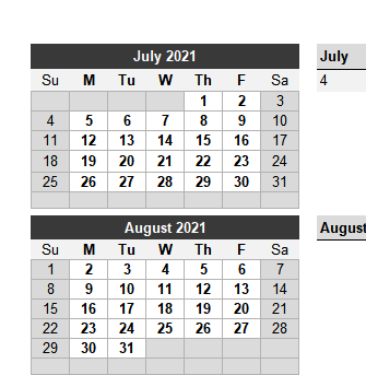 school event calendar excel screenshot — PlanoraNest Excel template