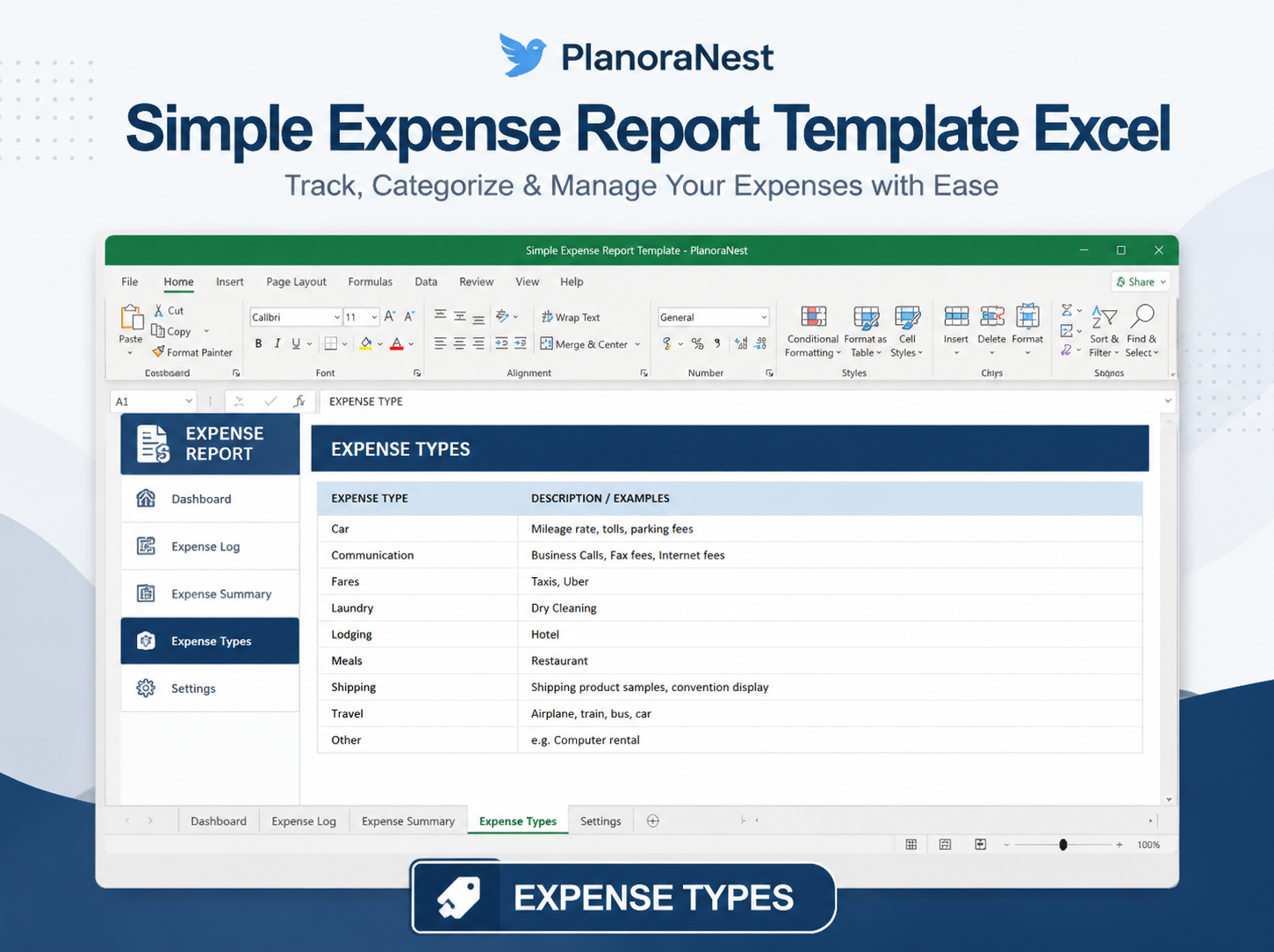 simple monthly expense report template for excel screenshot — PlanoraNest Excel template