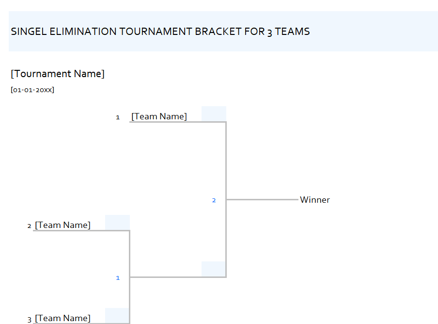 single elimination tournament bracket template excel screenshot — PlanoraNest Excel template
