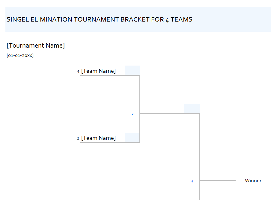 excel single elimination tournament bracket template template screenshot — PlanoraNest Excel template