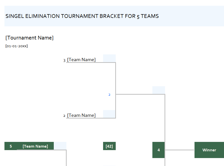 single elimination tournament bracket template excel screenshot — PlanoraNest Excel template