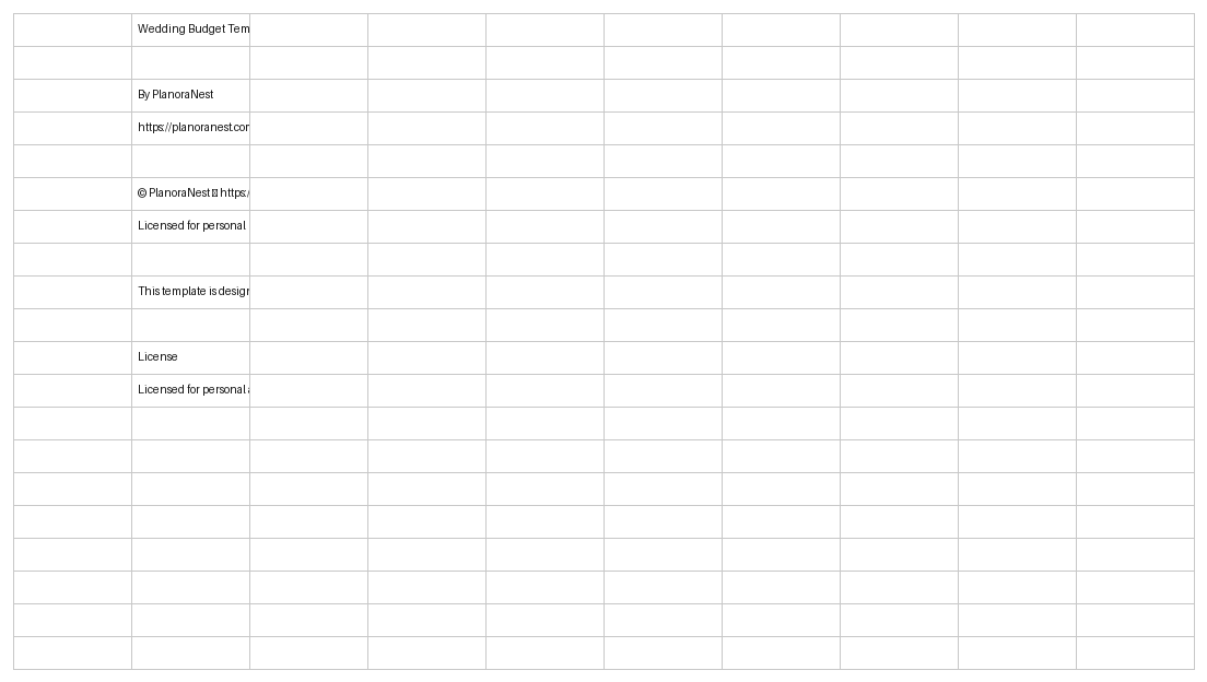 wedding budget template excel template screenshot — PlanoraNest Excel template