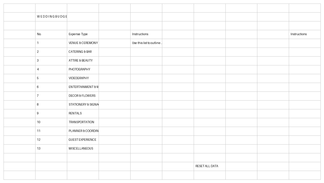 wedding budget template excel template screenshot — PlanoraNest Excel template