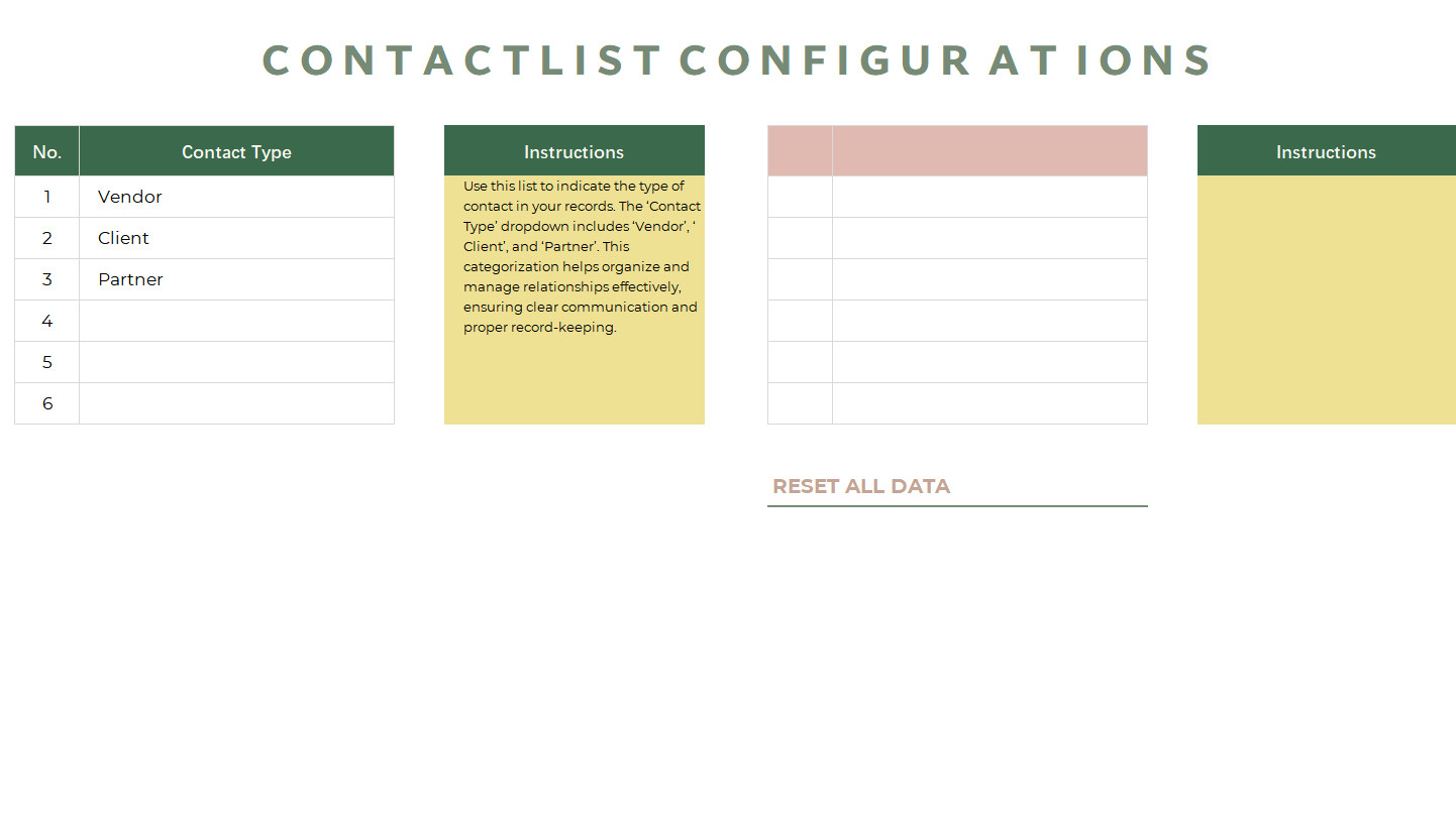 excel wedding contact list template template screenshot — PlanoraNest Excel template