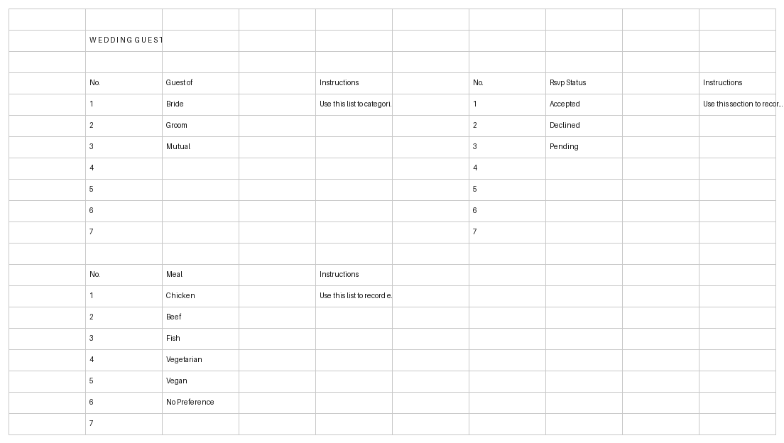 wedding guest list template excel template screenshot — PlanoraNest Excel template
