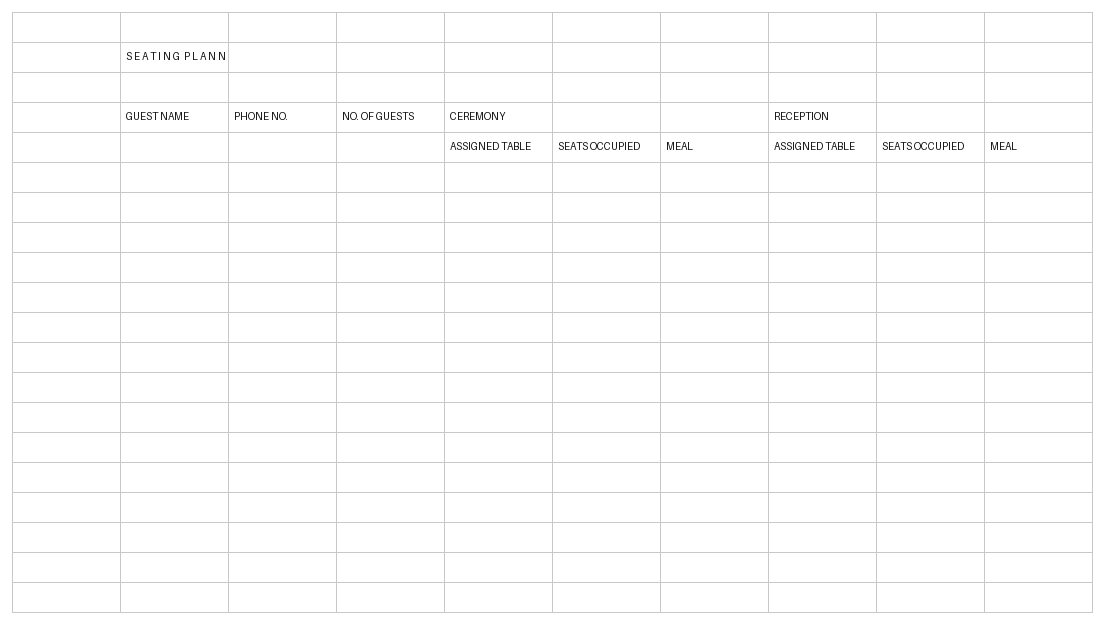 wedding guest list template excel template screenshot — PlanoraNest Excel template