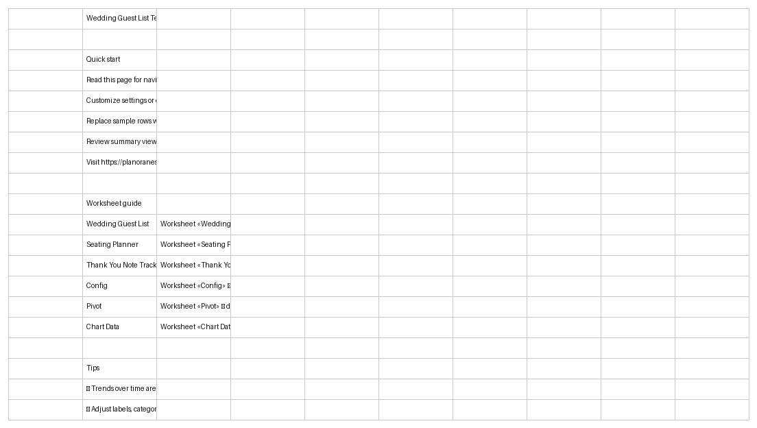 wedding guest list template excel template start here screenshot — PlanoraNest Excel template