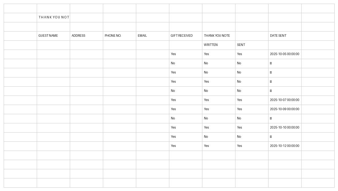 wedding guest list template excel template screenshot — PlanoraNest Excel template